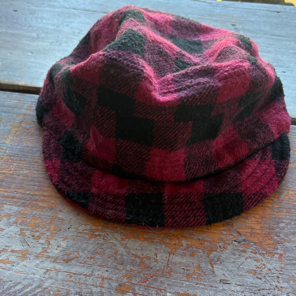 Kids Plaid Bucket Hat - Red and Black